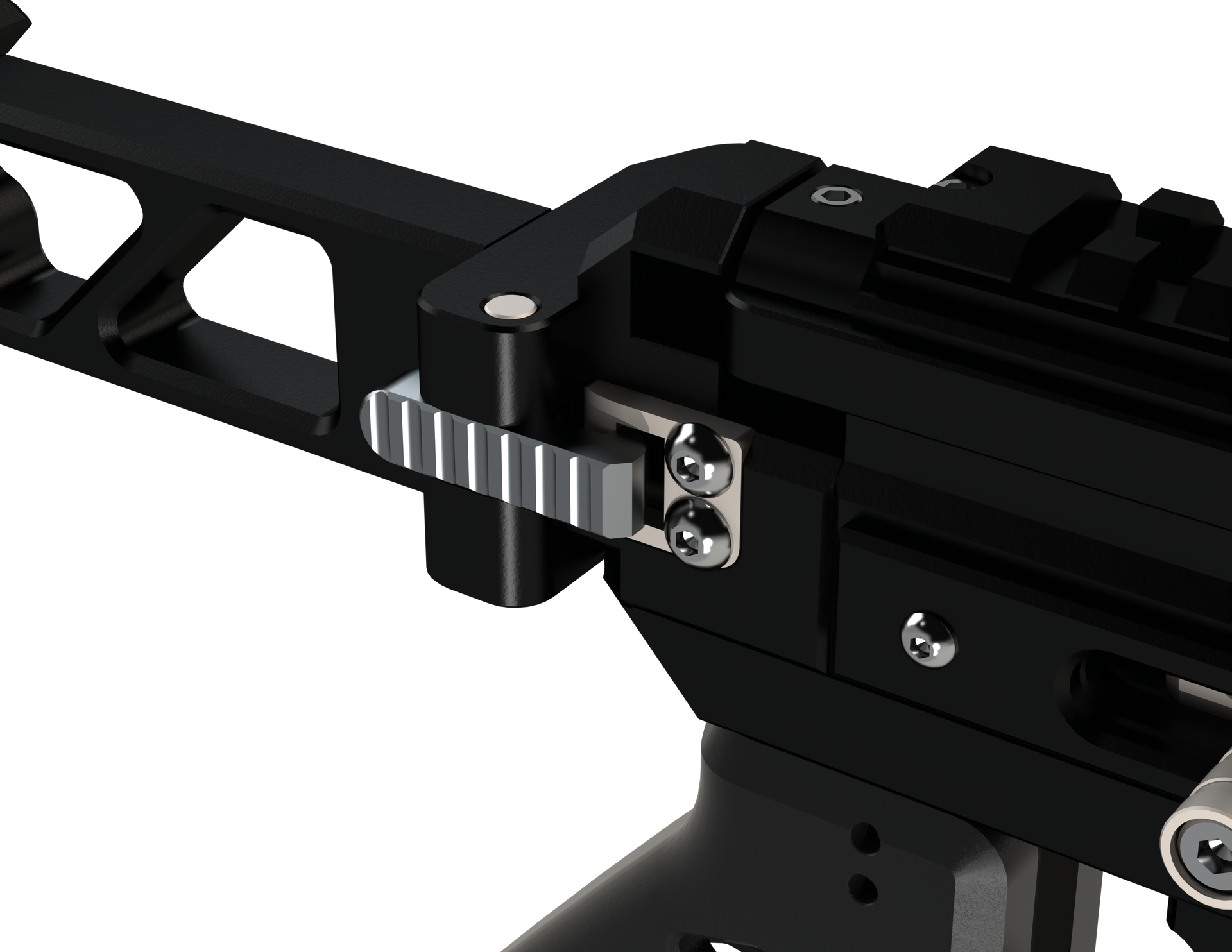 Close-up of the X1 Gen II folding hinge and release button